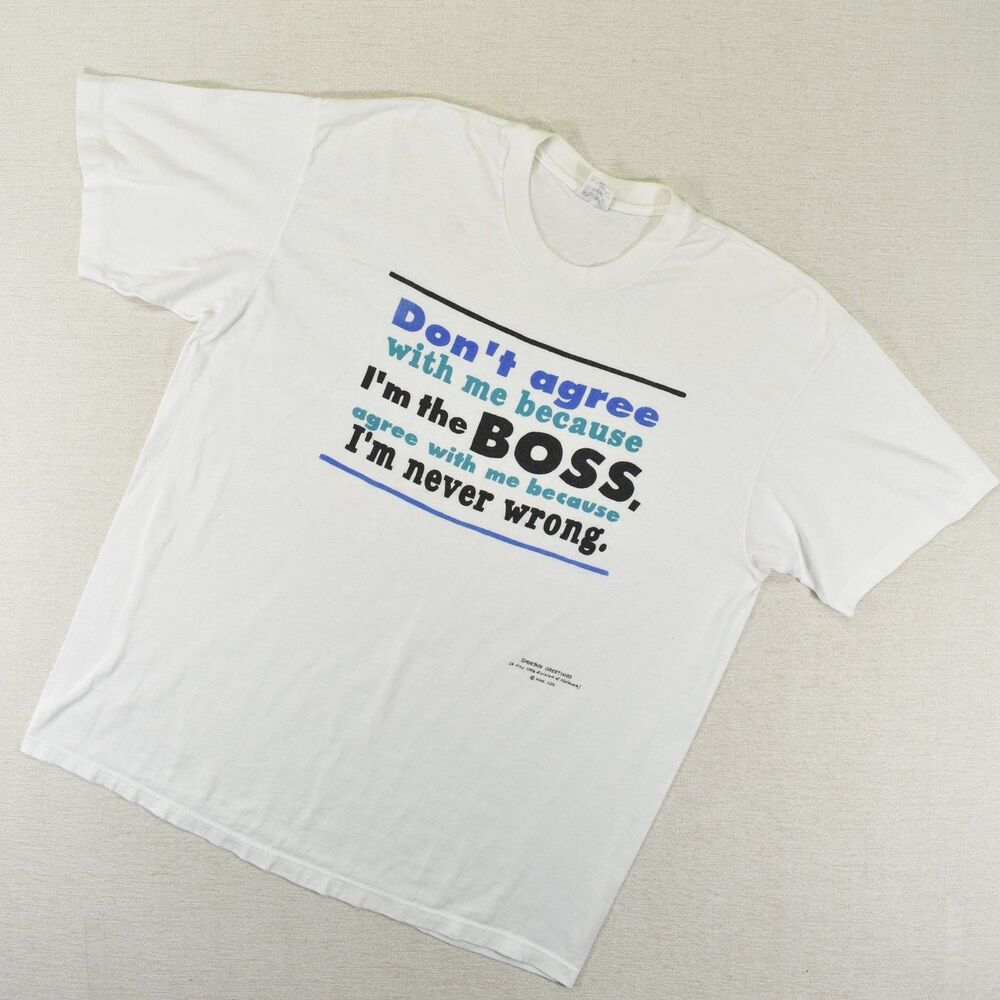 Vtg 80s Shoebox Greetings Im The Boss T Shirt XL White USA Stedman Single Stitch